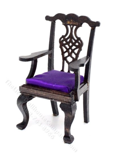 (image for) Miniature Walnut Armchair for Dollhouses