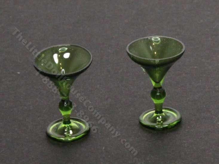 (image for) Miniature Pair of Green Martini Glasses by Gerd Felka