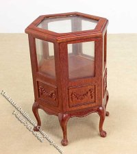 (image for) Dollhouse Scale Model 6-Sided Walnut Display Case