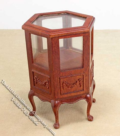 (image for) Dollhouse Scale Model 6-Sided Walnut Display Case