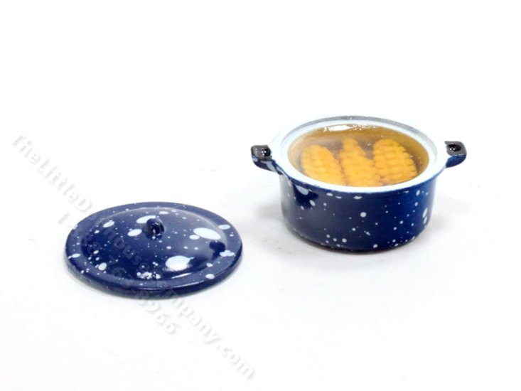 (image for) Miniature Spatterware Pot of Corn for Dollhouses