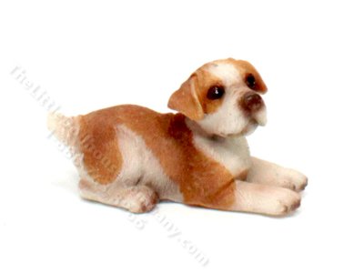 (image for) Miniature Jack Russell Terrier Puppy Figurine for Dollhouses