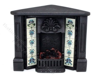 (image for) Miniature Light-up Corner Fireplace for Dollhouses