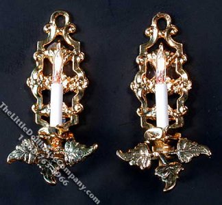 (image for) Dollhouse Scale Model Pair of 12v Rosette Gold Sconces