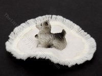 (image for) Dollhouse Scale Model Westie Dog Playing w/Scrunched Carpet