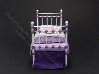 (image for) Miniature Wrought Iron Twin/Single Bed for Dollhouses - Purple