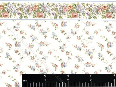(image for) Cottage Rose Pattern Miniature Wallpaper for Dollhouses