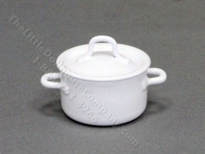 (image for) Miniature Large White Pot with Lid For Dollhouses