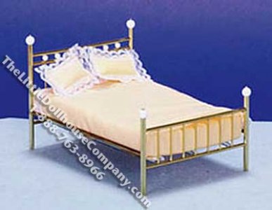 (image for) Miniature Brass Double Bed for Dollhouses