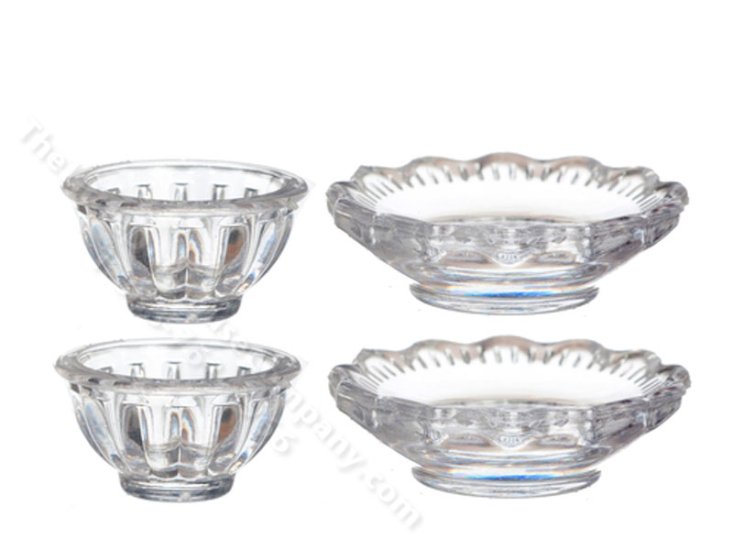 (image for) Set of 4 Miniature Clear Bowls for Dollhouses