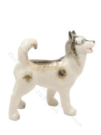 (image for) Miniature Porcelain Husky Dog Figurine for Dollhouses