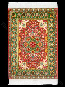 (image for) Dollhouse Scale Model Turkish Carpet - Orange and Green