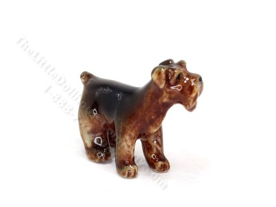 (image for) Miniature Porcelain Airedale Terrier Dog for Dollhouses