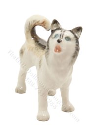 (image for) Miniature Porcelain Husky Dog Figurine for Dollhouses
