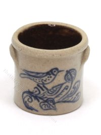 (image for) Miniature Stoneware Bucket Crock with Bird on Branch