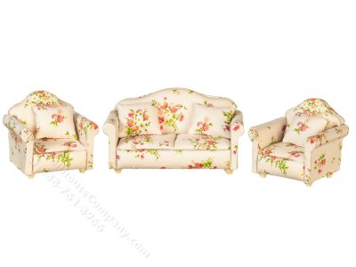 (image for) Miniature Pink Floral Sofa Set