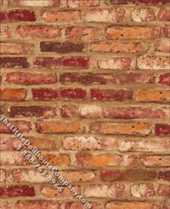 (image for) Red Tumbled Brick Pattern Miniature Wallpaper for Dollhouses