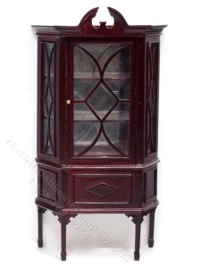 (image for) Miniature Mahogany Finish Mirrored Display Cabinet for Dollhouse