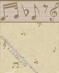 (image for) Music Silhouette Pattern Miniature Wallpaper for Dollhouses