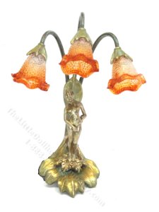 (image for) Bronze Ricarda On Leaf Amber Tulip Lamp by Jim Pounder
