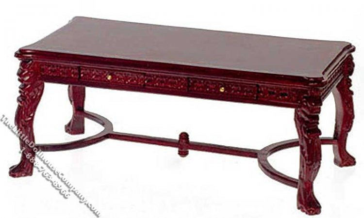 (image for) Miniature Mahogany Lion Leg Desk w/Drawers for Dollhouses