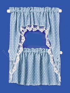 (image for) Miniature Blue 2-Piece Curtain Set for Dollhouses