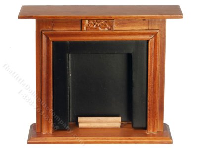 (image for) Miniature Walnut Fireplace for Dollhouses