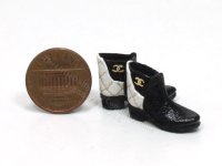 (image for) Miniature Chanel Black and White Quilted Boots Judith Blondell