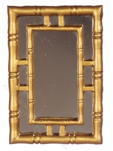 (image for) Miniature Gold Bamboo Mirror for Dollhouses