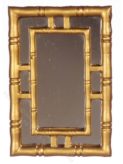 (image for) Miniature Gold Bamboo Mirror for Dollhouses