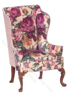 (image for) Miniature Wingback Chair for Dollhouses - Large Floral