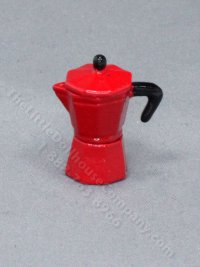 (image for) Miniature Red Three Piece Metal Coffee Pot For Dollhouses