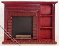 (image for) Miniature Mahogany Fireplace Wall Unit w/Shelves for Dollhouses