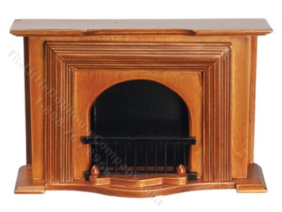 (image for) Dollhouse Scale Model Walnut Fireplace