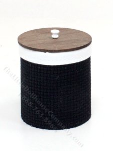 (image for) Miniature Black Lidded Clothes Hamper for Dollhouses