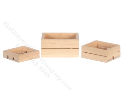 (image for) Miniature Set of 3 Crates for Dollhouses