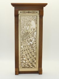 (image for) Miniature Walnut & Gold Peacock Door for Dollhouses