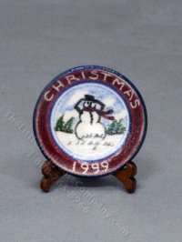(image for) Vintage Handmade Miniature Christmas 1999 Plate by J Clark
