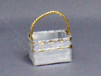 (image for) Miniature Silver Coloured Christmas Basket for Dollhouses