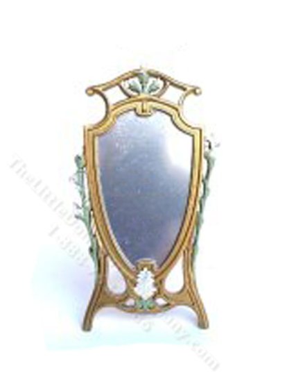 (image for) Miniature Standing Art Deco Mirror for Dollhouses - Gold