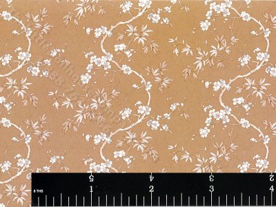 (image for) Dollhouse Scale Model Brown Floral Wallpaper