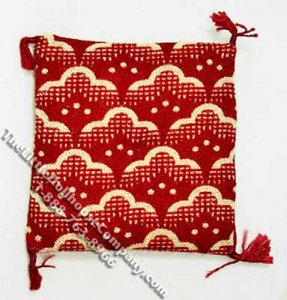 (image for) Miniature Red and Gold Cat Pillow for Dollhouses