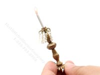 (image for) Miniature 12V Brass Candlestick with Crystals for Dollhouses - Long