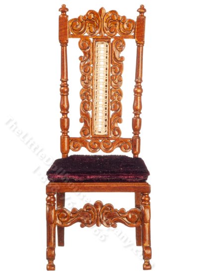 (image for) Miniature Walnut French Chateau Chair for Dollhouses