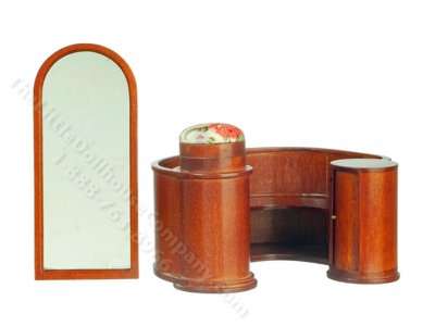 (image for) Miniature Walnut Art Deco Dressing Table for Dollhouses