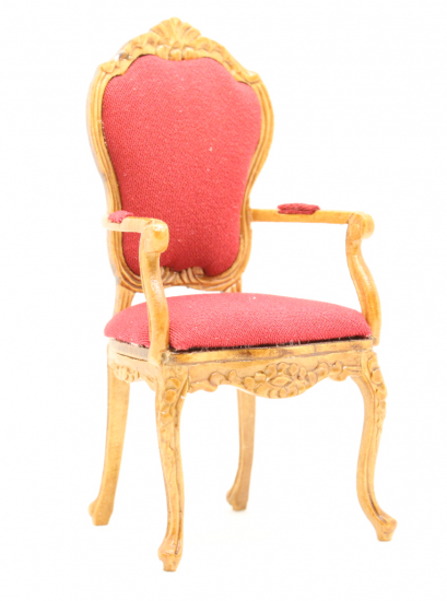 Miniature Walnut & Red Upholstery Arm Chair [BPQ 20060NWN] | The Little ...
