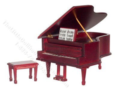 (image for) Miniature Grand Piano For Dollhouses - Mahogany