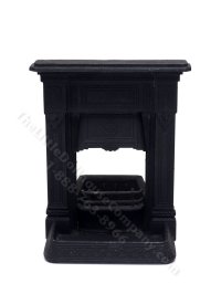 (image for) Miniature Small Victorian Bedroom Fireplace for Dollhouses - Black