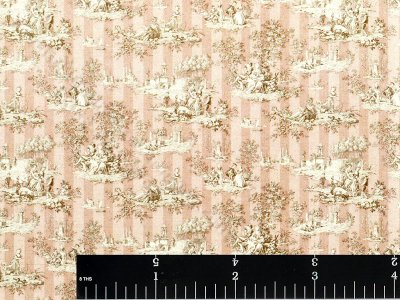 (image for) Beige Striped Toile Miniature Wallpaper for Dollhouses
