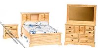(image for) Miniature Oak Double Bed Set for Dollhouses